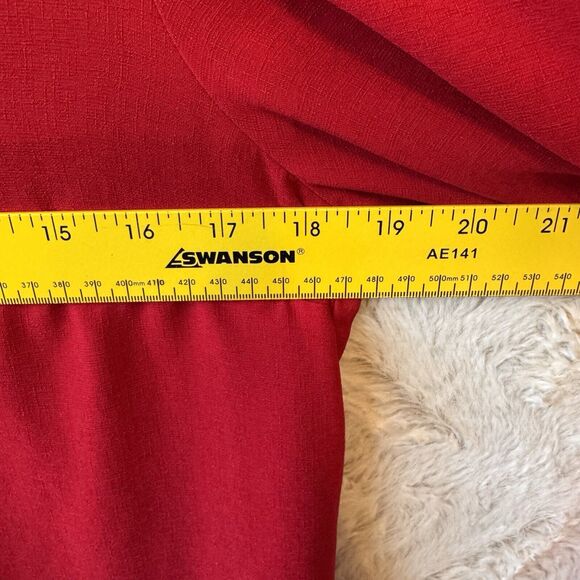 Estelle Blouse Womens L Casual  V-Neck Tie‎ Cuff Long Sleeve Round Hem Top Red - Picture 10 of 11